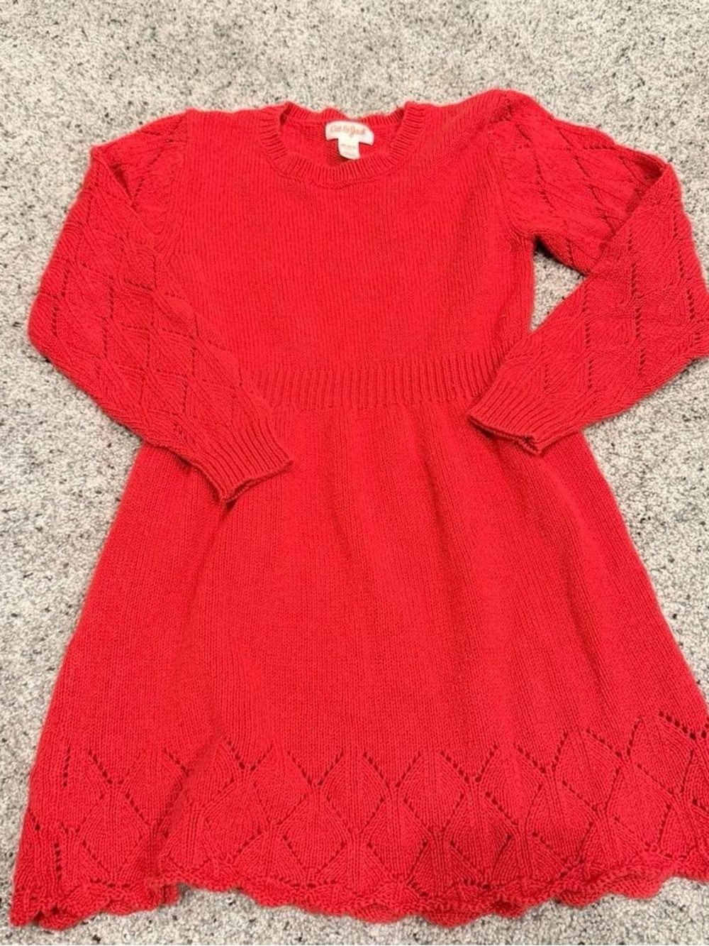 4T Red Knit Dress long sleeve Cable style Girls Holiday festive winter